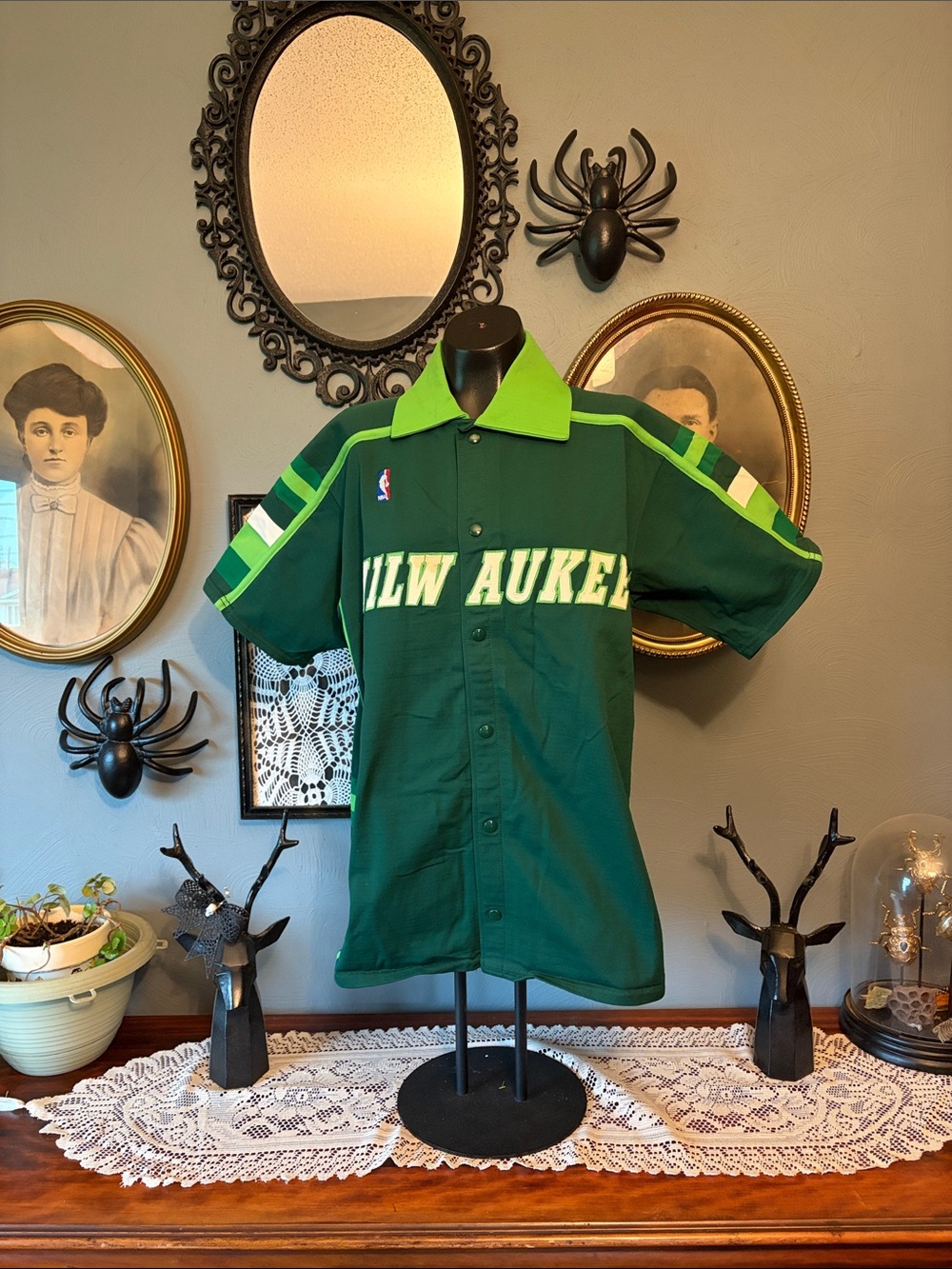 Milwaukee Team Green Short-Sleeve Button Jersey Shirt